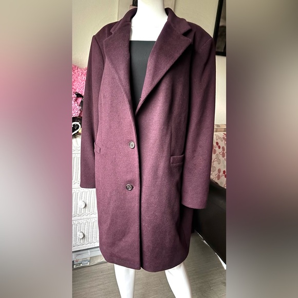 Ralph Lauren 60% Wool blend Overcoat knee length in Bordeaux color Size 22W - Picture 1 of 12